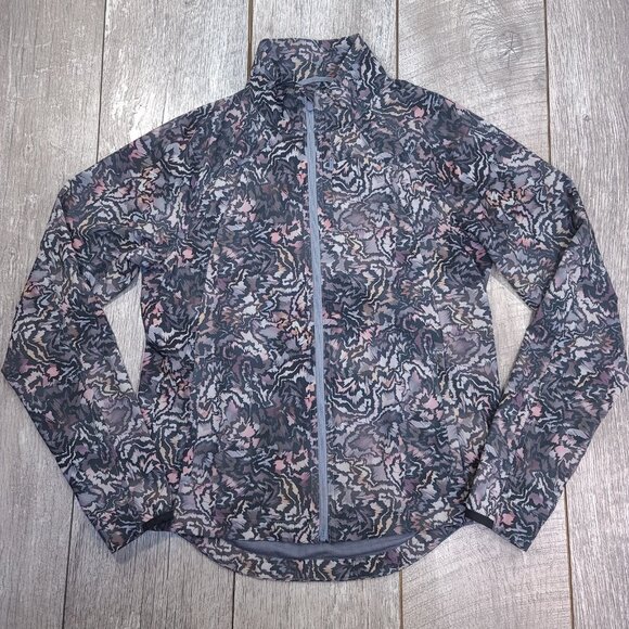 Athleta Womens Run With It Jacket Size Small Kinetic Abstract Zip Windbreaker - Picture 1 of 7